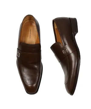 GUCCI - Broadwick Brown GG Logo Loafers - 9