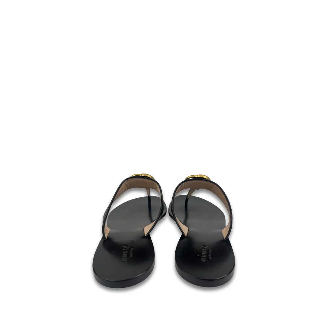 Gucci Marmont Leather Thong Sandals - Size 39