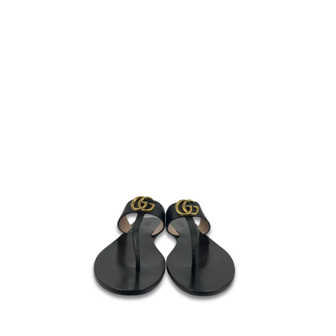 Gucci Marmont Leather Thong Sandals - Size 39