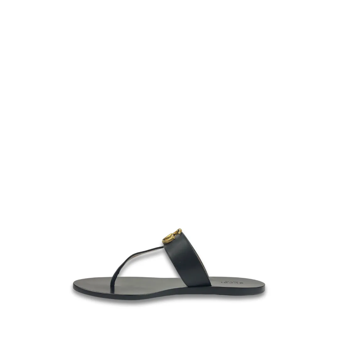 Gucci Marmont Leather Thong Sandals - Size 39