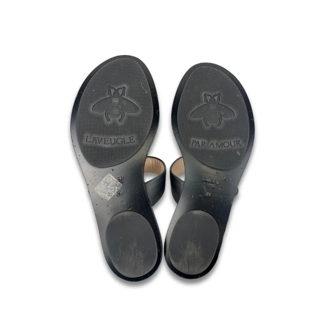 Gucci Marmont Leather Thong Sandals - Size 39