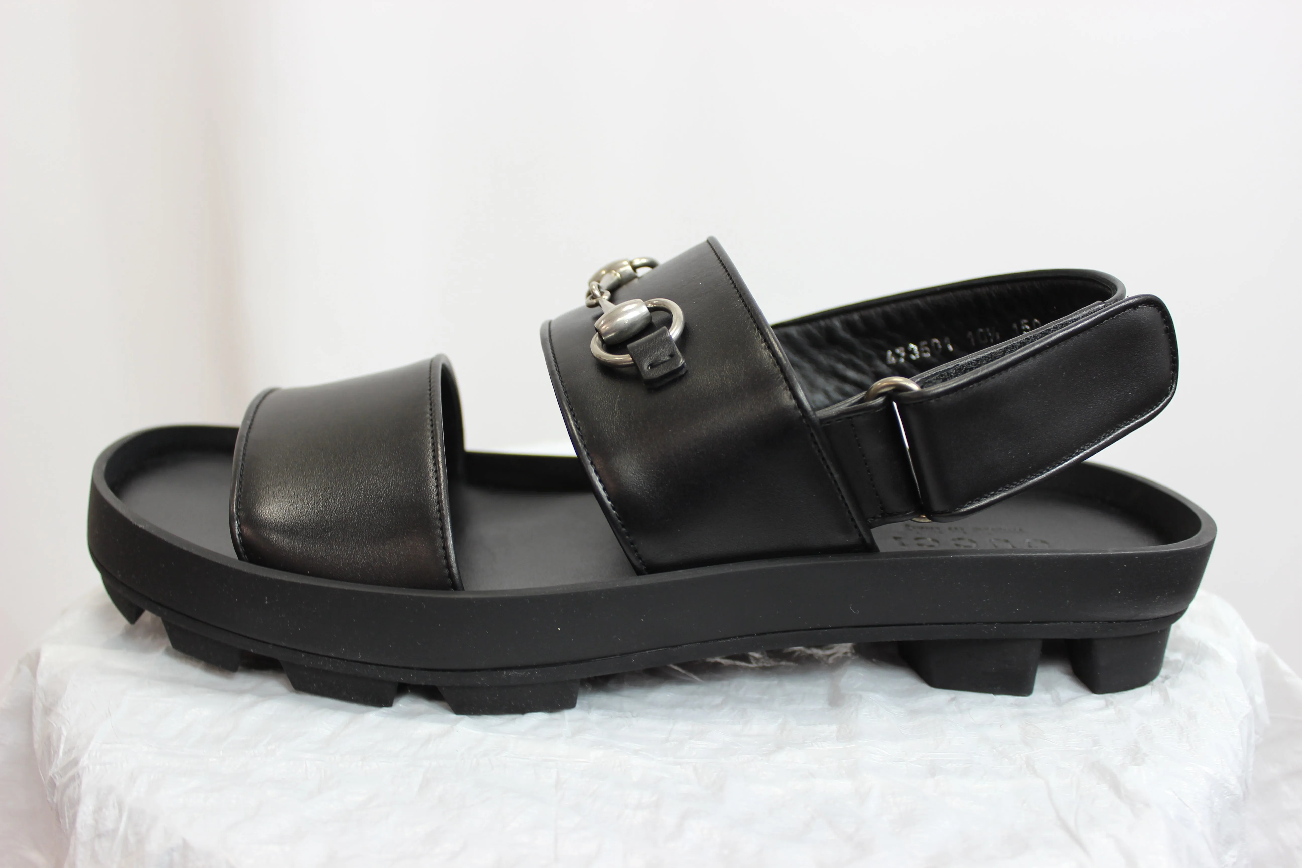 Gucci Men's Horse bit Greek Sandal in Black