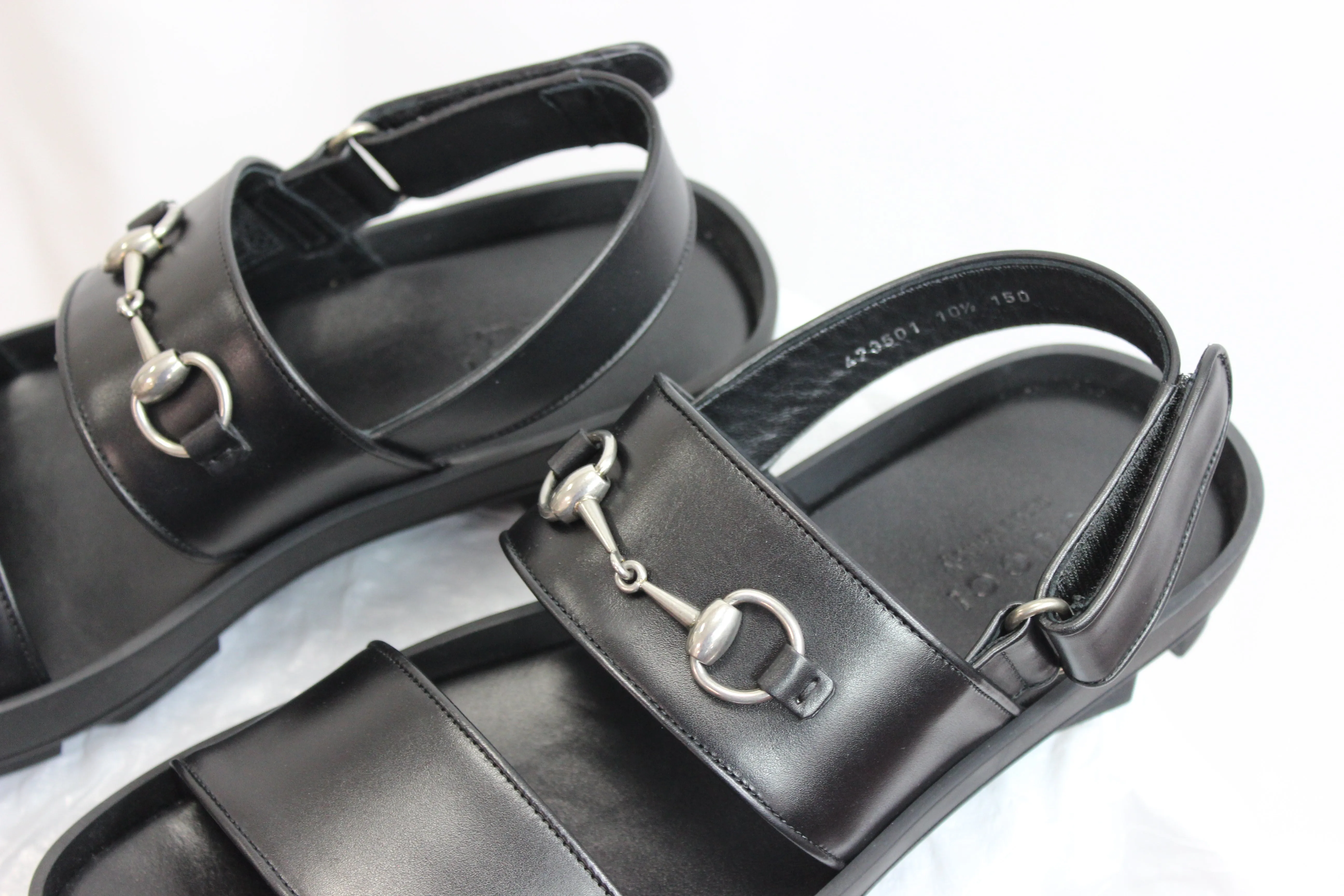 Gucci Men's Horse bit Greek Sandal in Black
