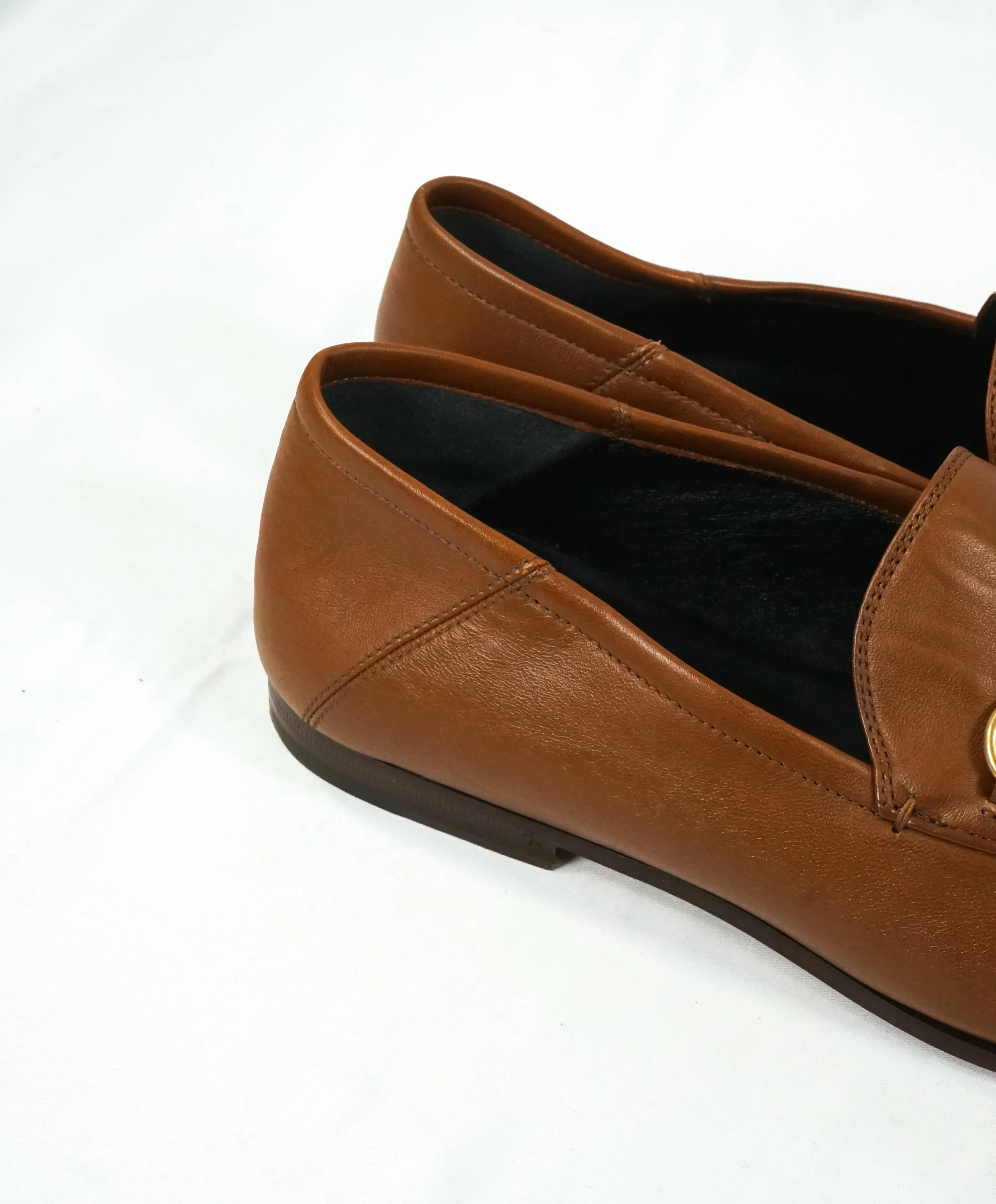 GUCCI - "Brixton" Horse-Bit Loafers Convertible Back Gold/Brown - 9 US