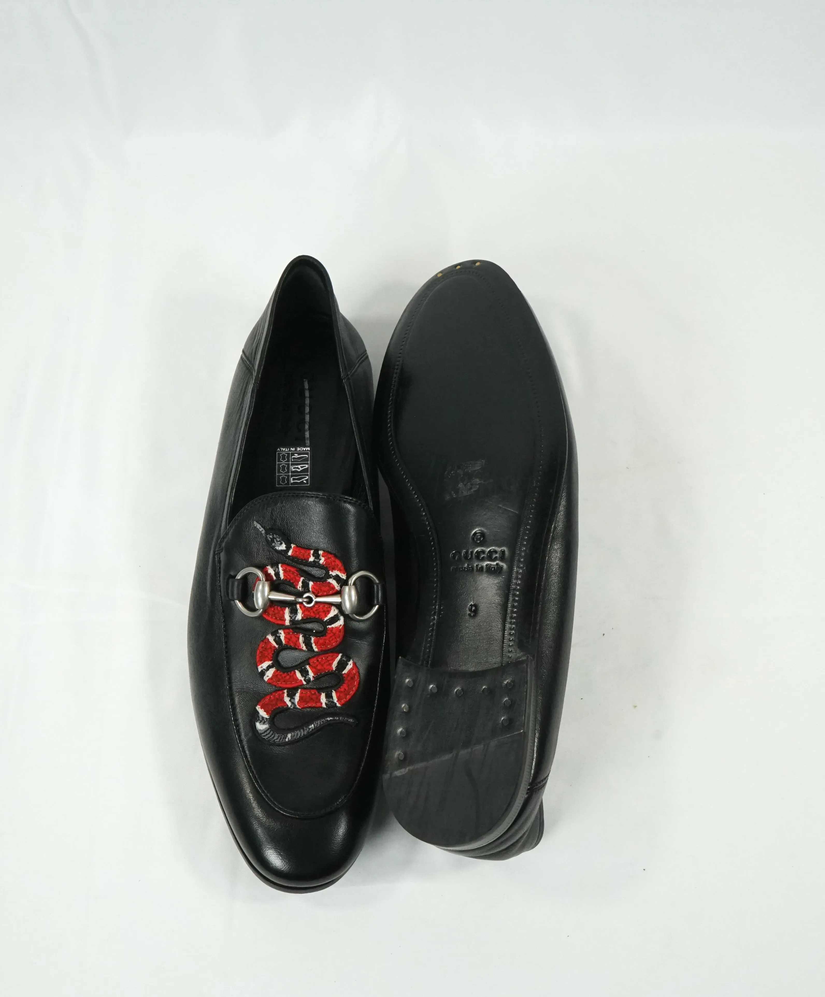 GUCCI - "Brixton" King Snake Horse-Bit Loafers Convertible Back Gold/Black - 10 US
