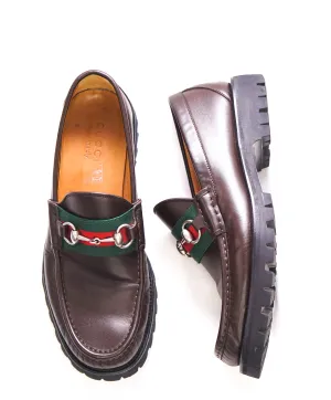GUCCI - WEB Horse-bit Loafers Brown Iconic Style - 9 US (8.5 G)