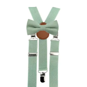 Harrison Sage Green Boy’s Bow Tie and Eucalyptus Braces Set