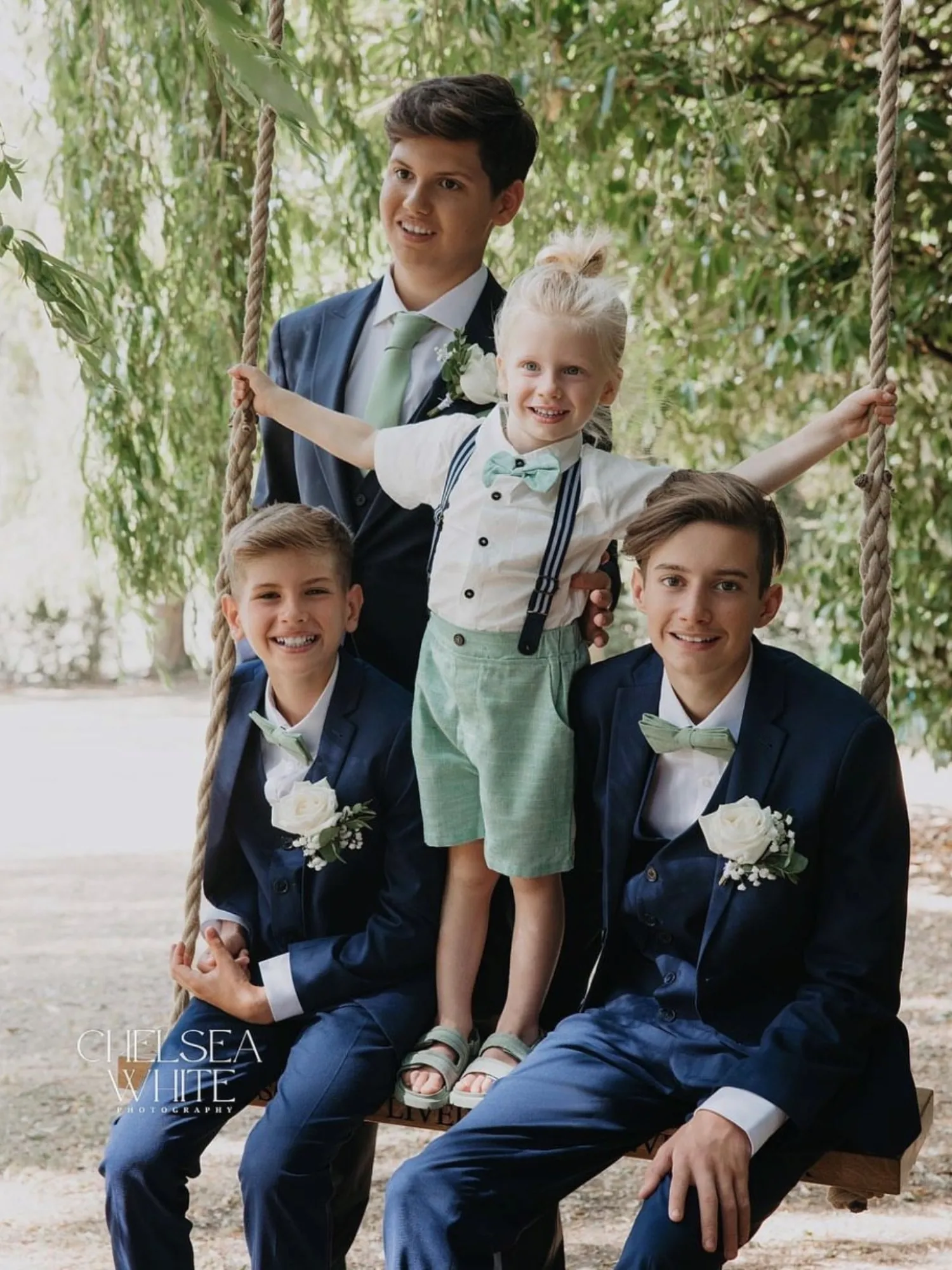 Harrison Sage Green Boy’s Bow Tie and Eucalyptus Braces Set