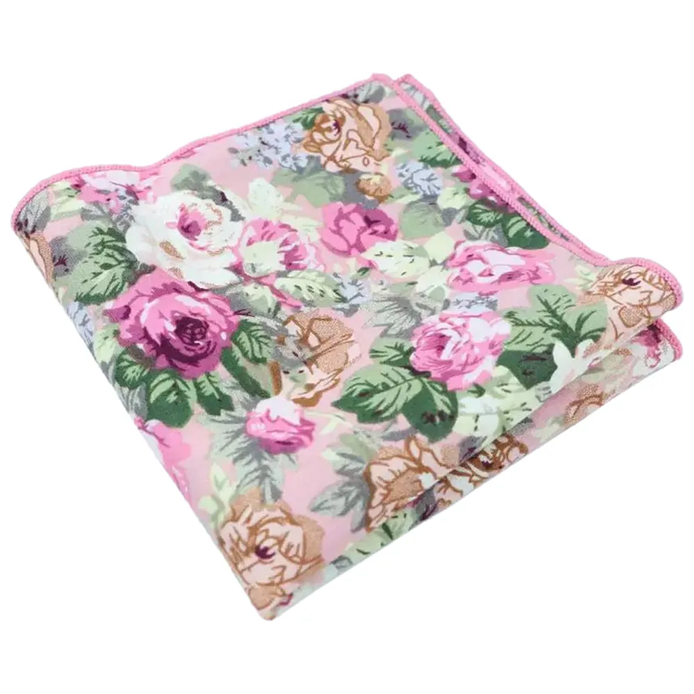 Harrison: Sage Green Cotton Blend Tie and Pink Botanical Floral Pocket Square Set