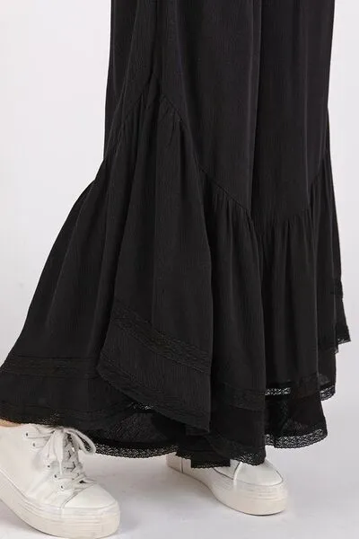 Hazel Blues® |  Mittoshop Lace Ruffle Asymmetric Hem Wide Leg Pants