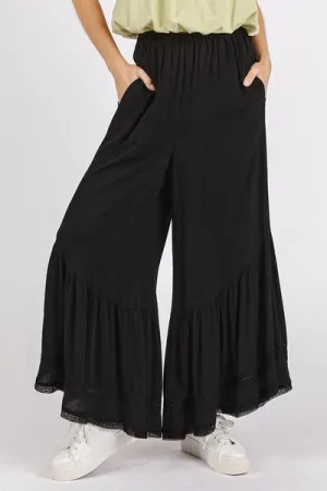 Hazel Blues® |  Mittoshop Lace Ruffle Asymmetric Hem Wide Leg Pants