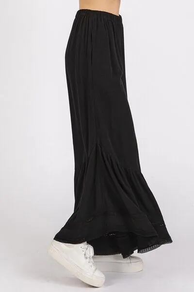 Hazel Blues® |  Mittoshop Lace Ruffle Asymmetric Hem Wide Leg Pants