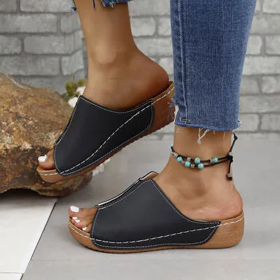 Hazel Blues® |  PU Leather Open Toe Sandals