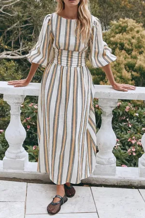HBR1336 Vintage Stripe Maxi Dress