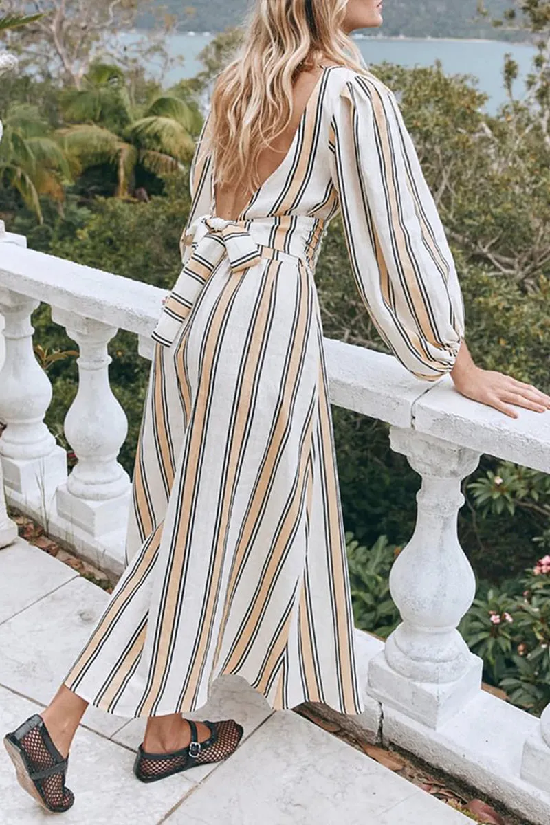 HBR1336 Vintage Stripe Maxi Dress