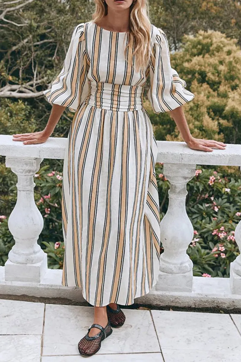 HBR1336 Vintage Stripe Maxi Dress