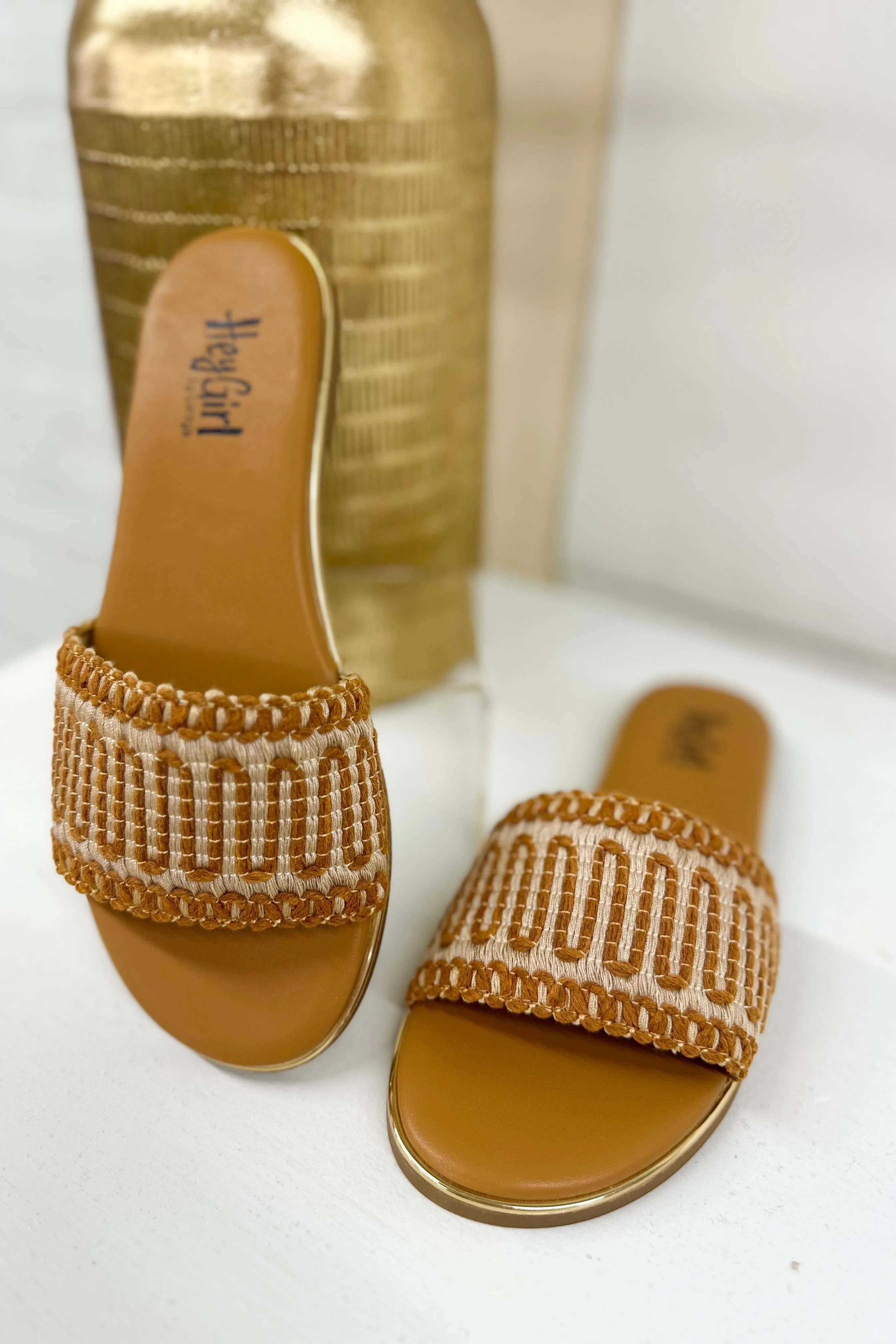 Here for a Good Time Flat Sandals Tan