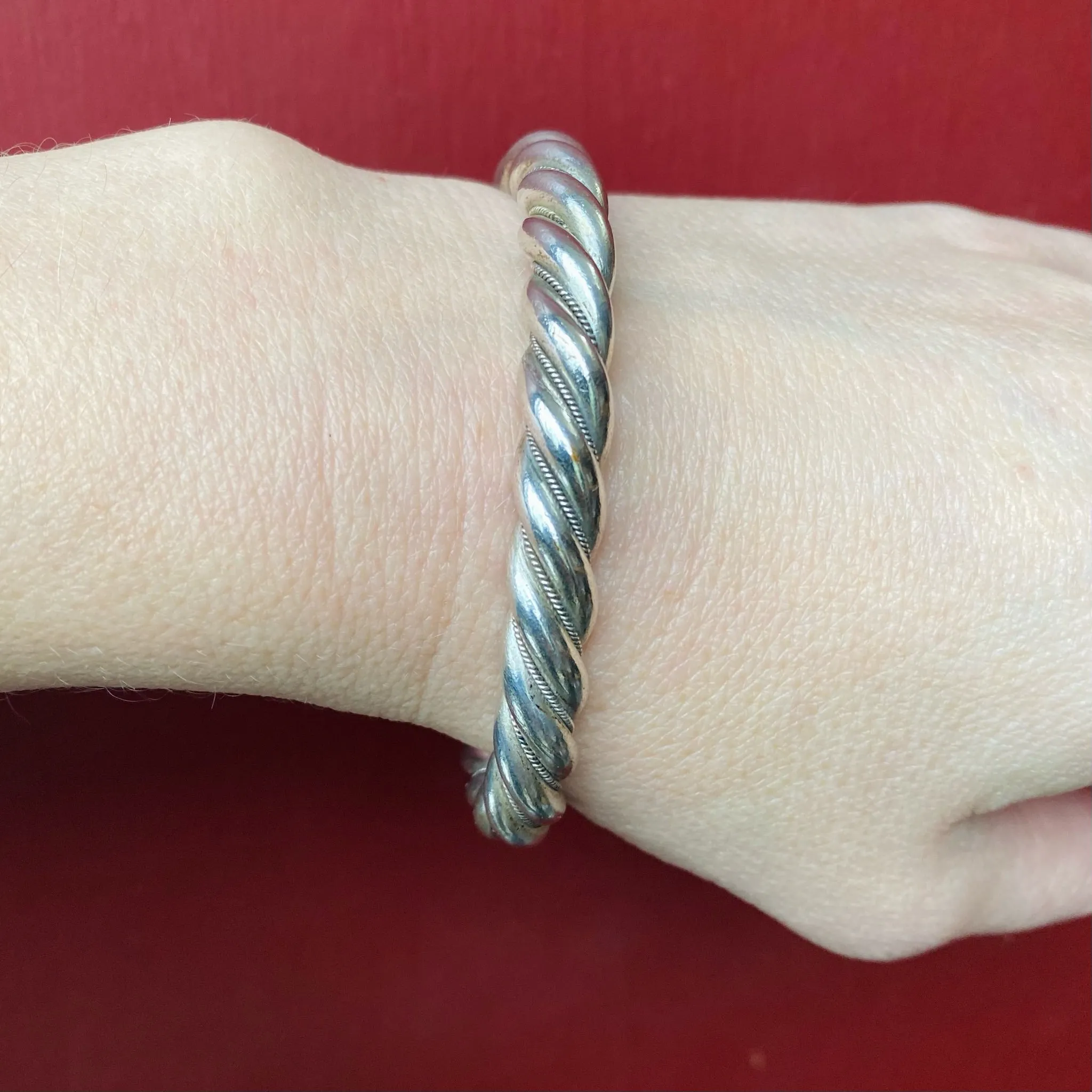 High Grade Silver Open "D" Bangle Bracelet