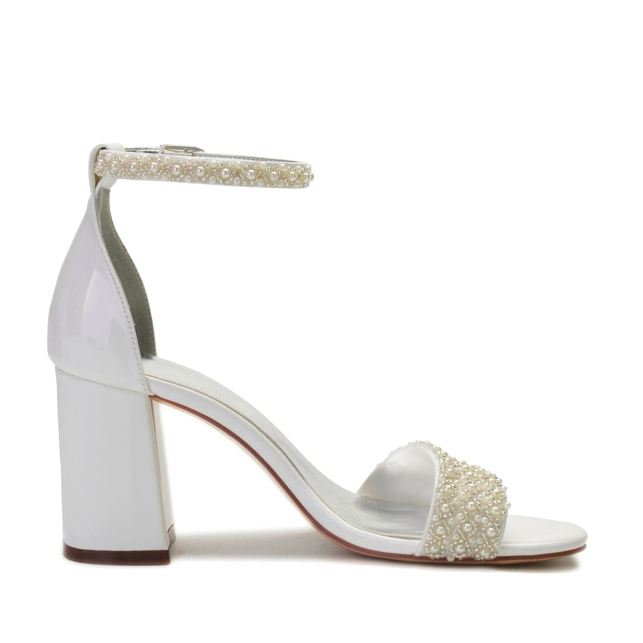 High Heels PU Pearls Wedding Sandals Shoe for Bride