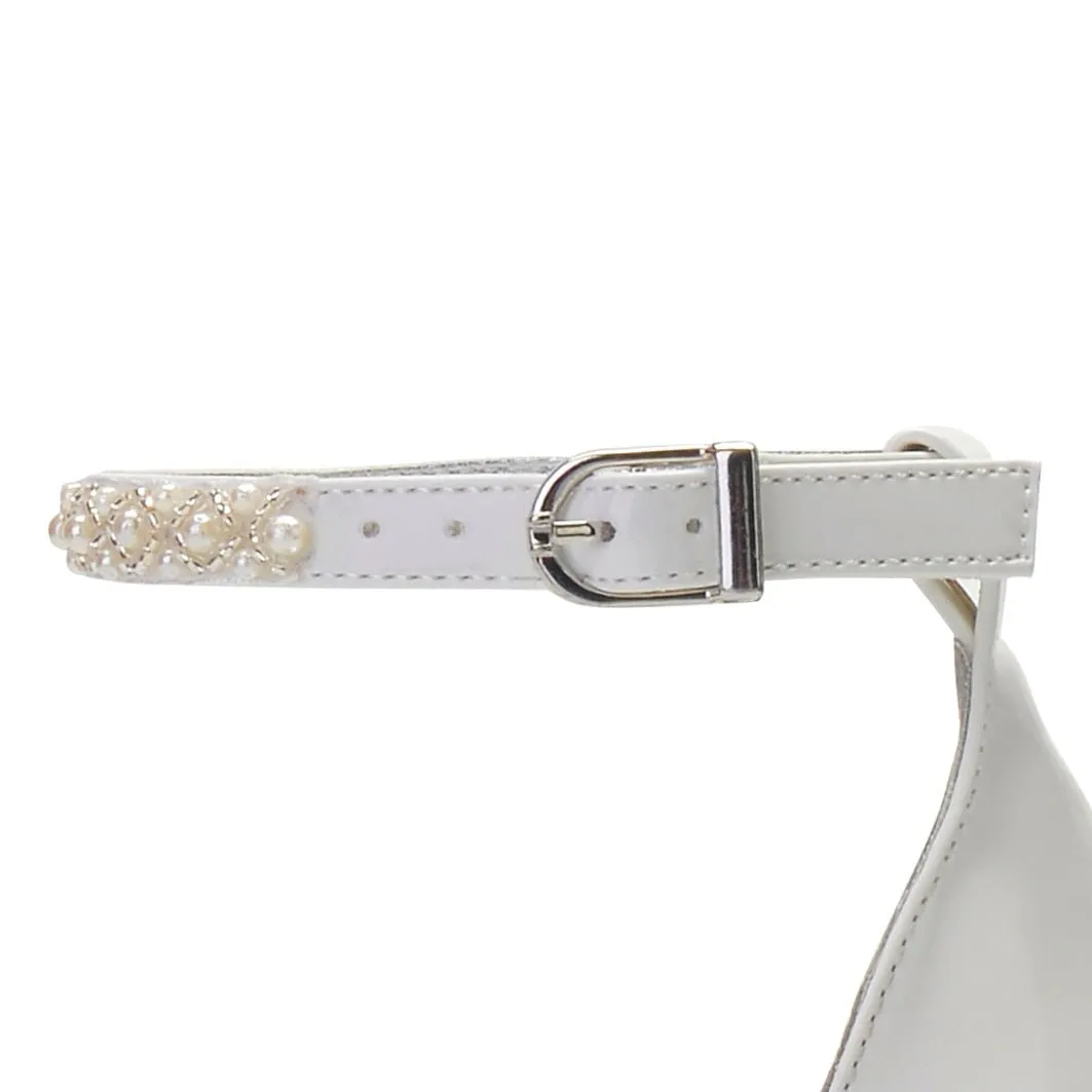 High Heels PU Pearls Wedding Sandals Shoe for Bride