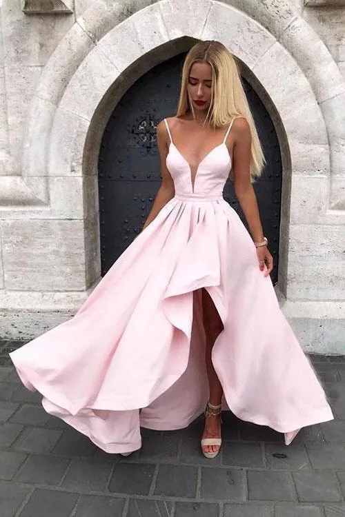 High Low Spaghetti Straps Long Cheap Sexy Simple Prom Dress/Evening Dress Bridesmaid Dress OHS103