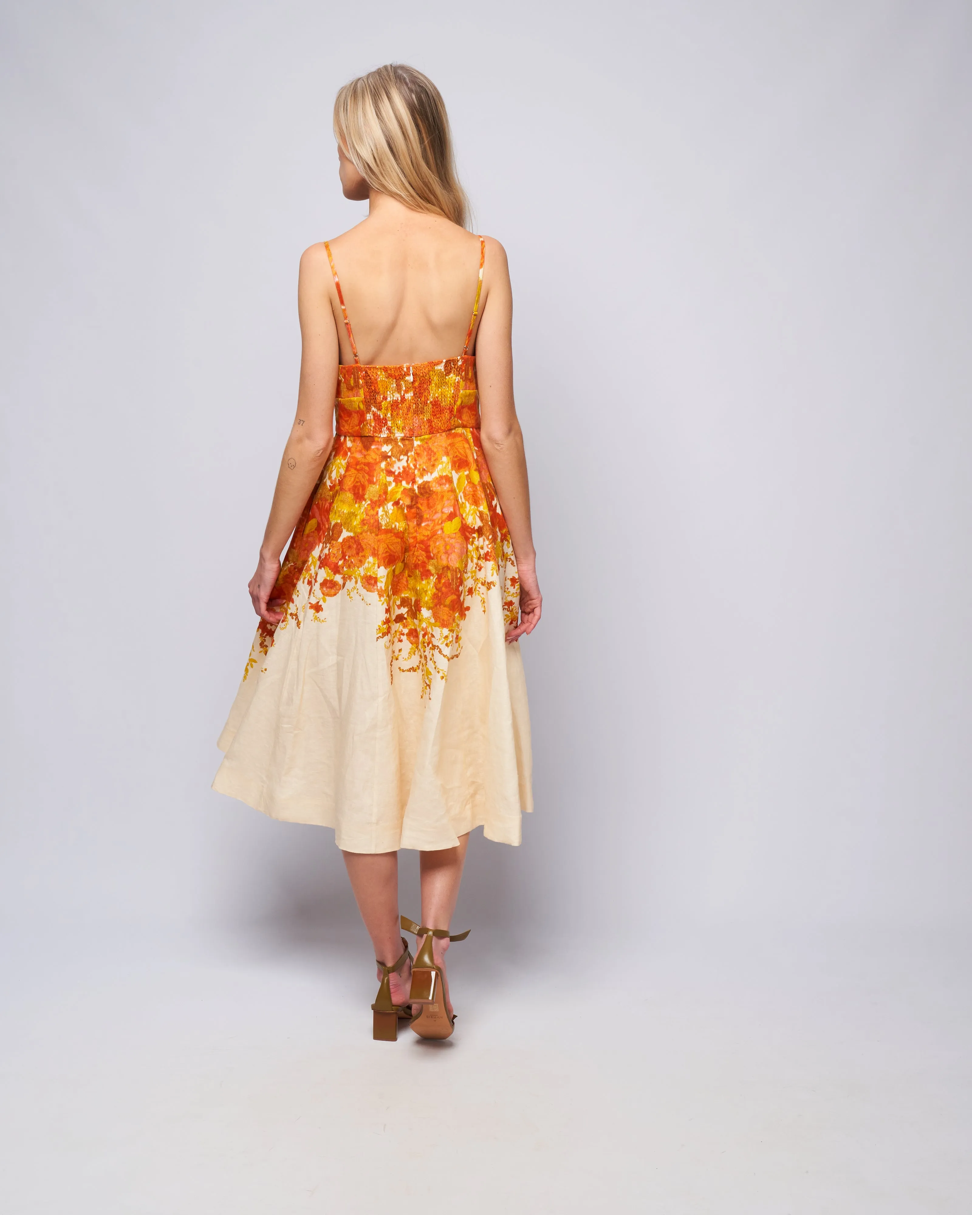 high tide picnic dress - citrus ikat floral