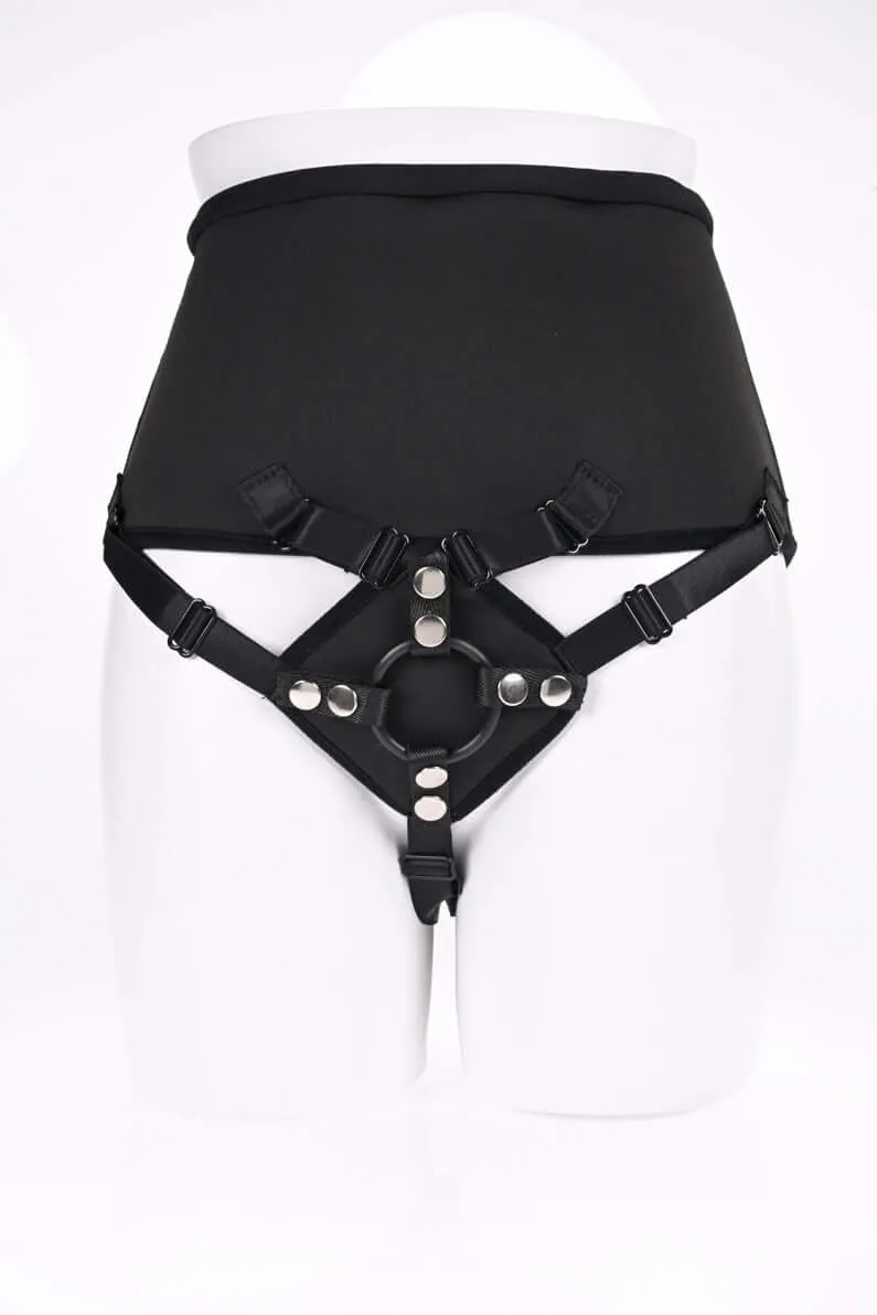High Waisted Corset Strap on - Black