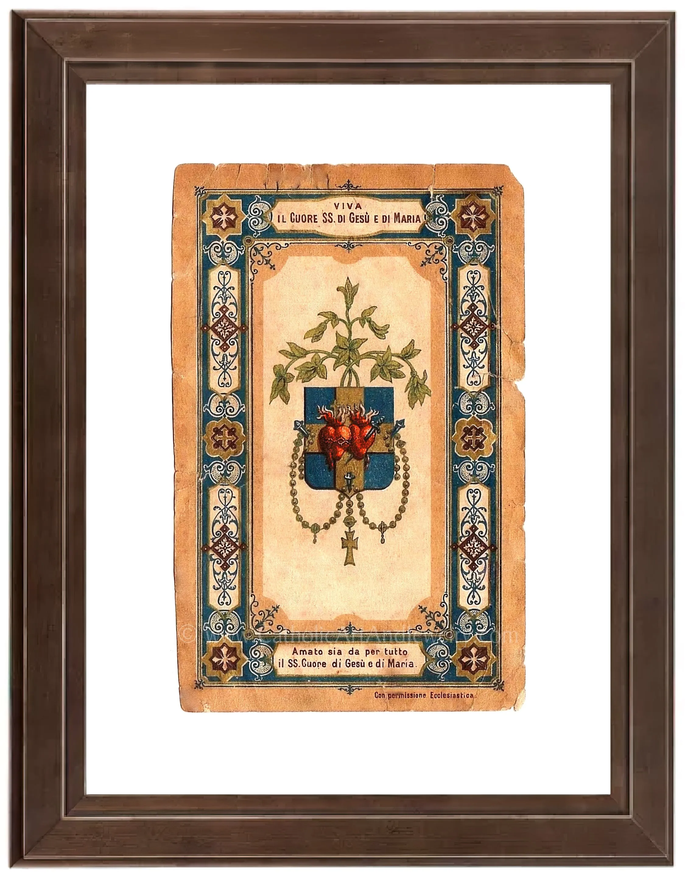 Holy Hearts of Jesus and Mary – based on a Vintage Holy Card – Catholic Art Print – Archival Quality