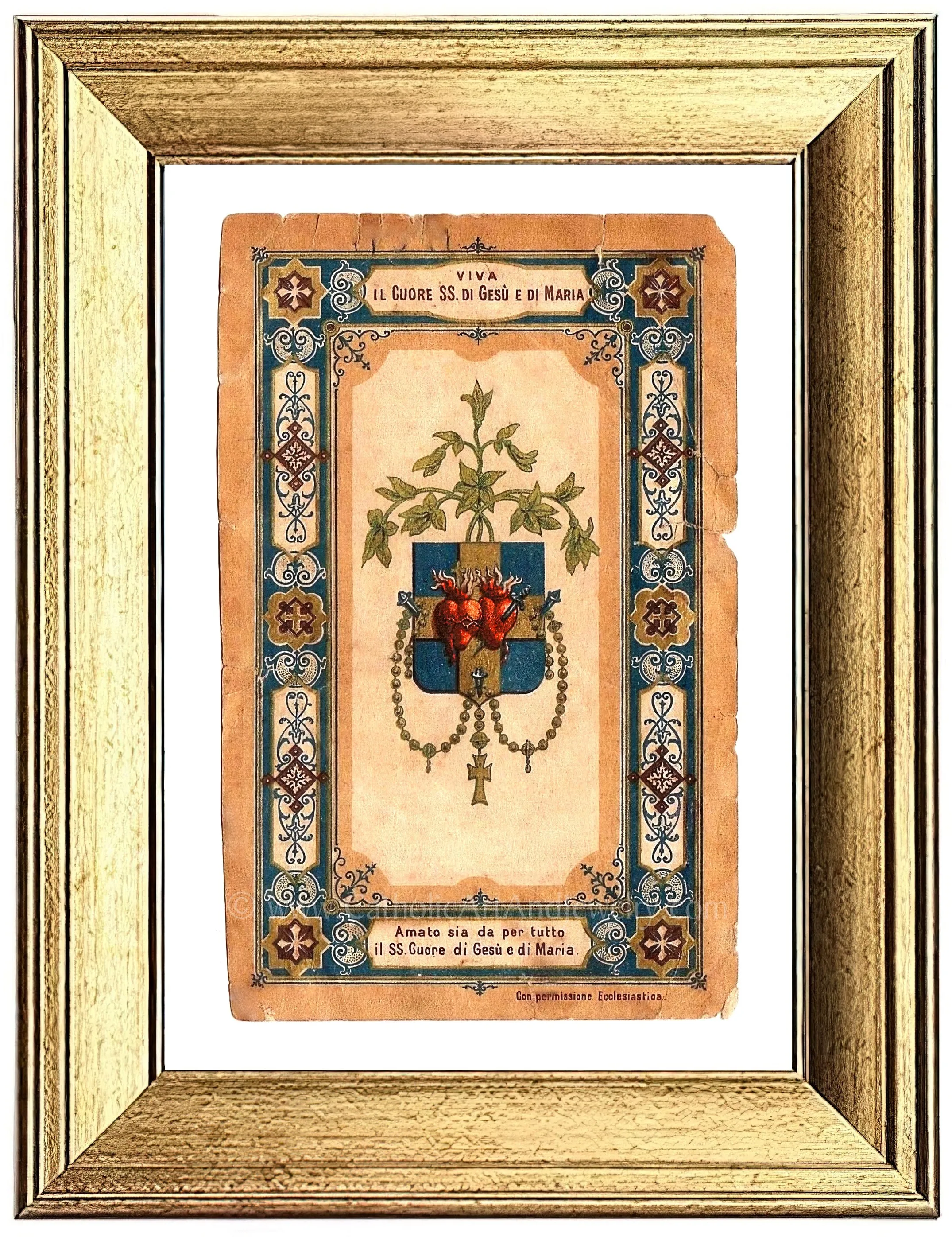 Holy Hearts of Jesus and Mary – based on a Vintage Holy Card – Catholic Art Print – Archival Quality