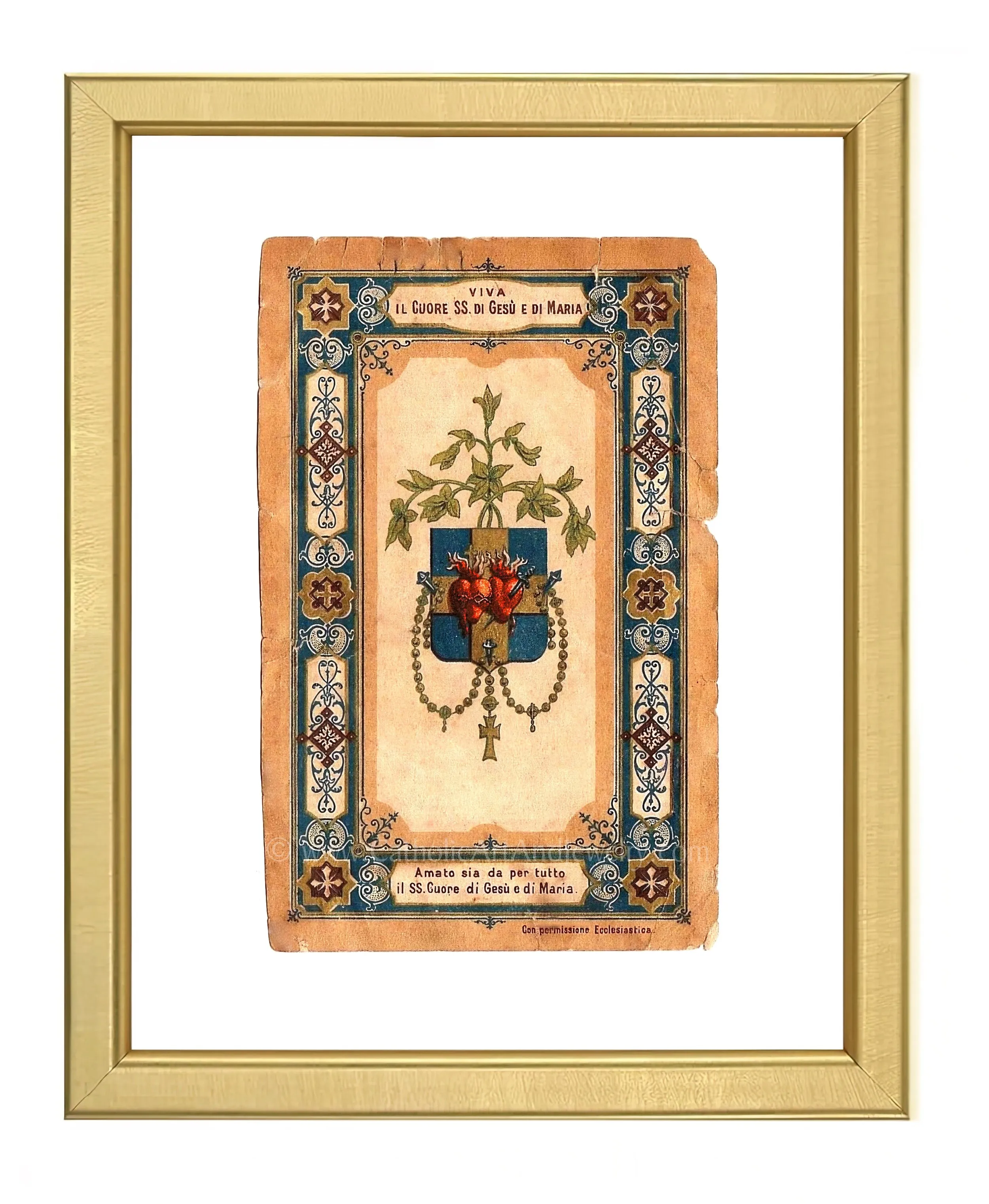 Holy Hearts of Jesus and Mary – based on a Vintage Holy Card – Catholic Art Print – Archival Quality