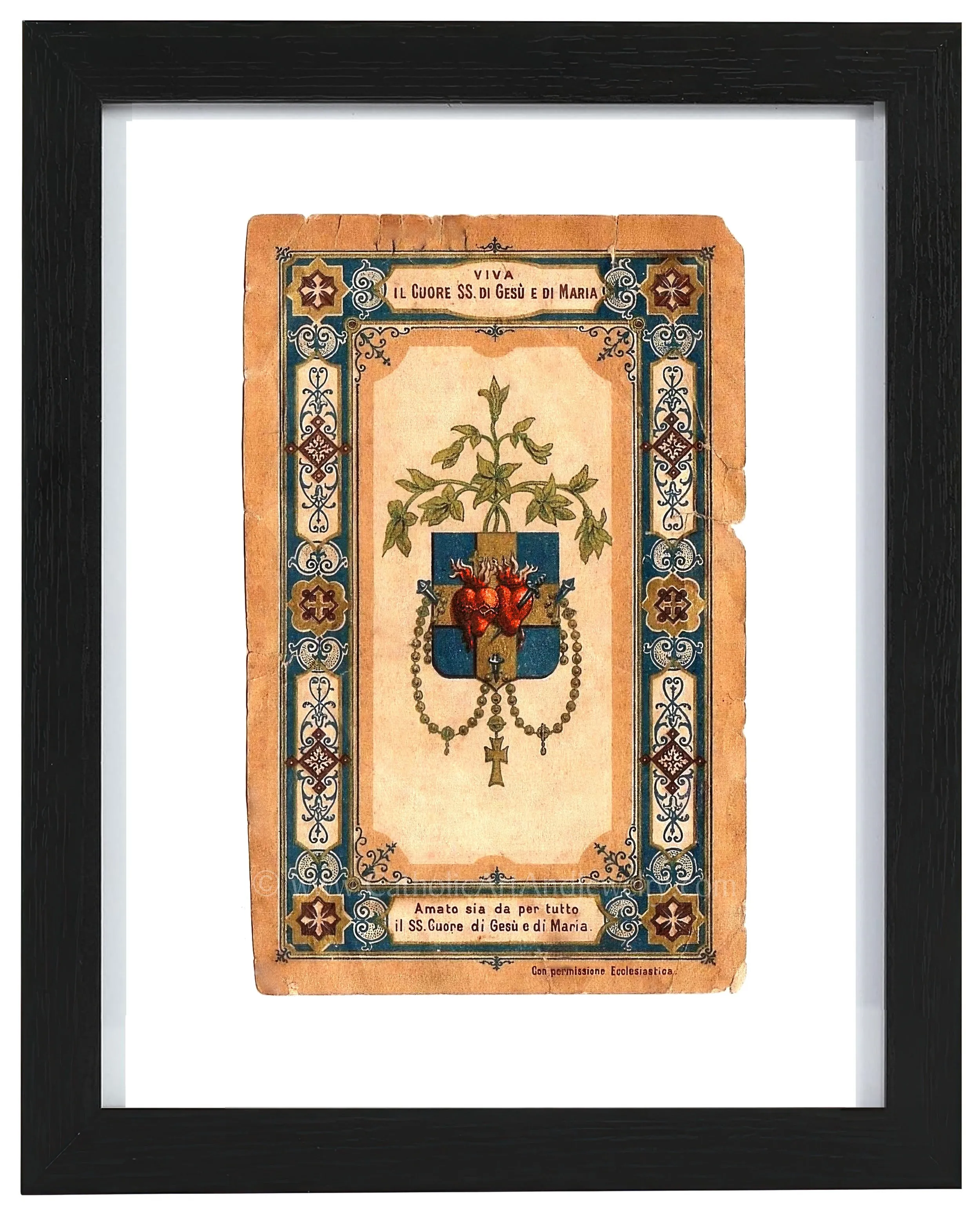 Holy Hearts of Jesus and Mary – based on a Vintage Holy Card – Catholic Art Print – Archival Quality