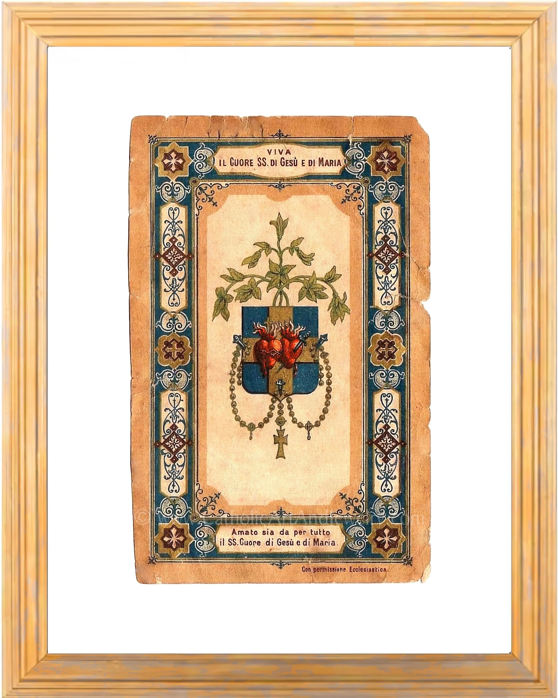 Holy Hearts of Jesus and Mary – based on a Vintage Holy Card – Catholic Art Print – Archival Quality