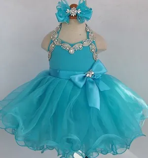 Hot Sale Little Miss Stunning Baby Doll Pageant Dress with hair bow