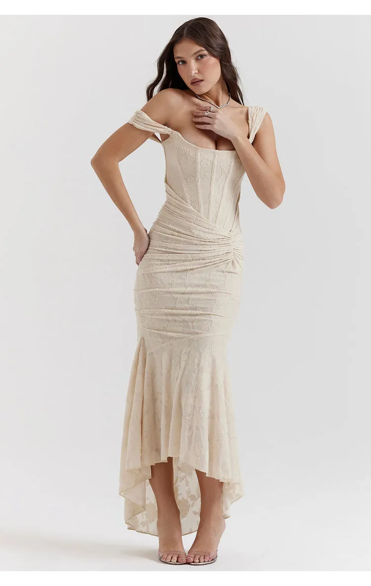 House of CB CESCA 
VINTAGE CREAM FLORAL MAXI DRESS