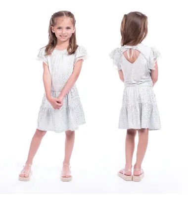 IMOGA Girls Mary Printed Jersey, Ombre Chiffon Dress
