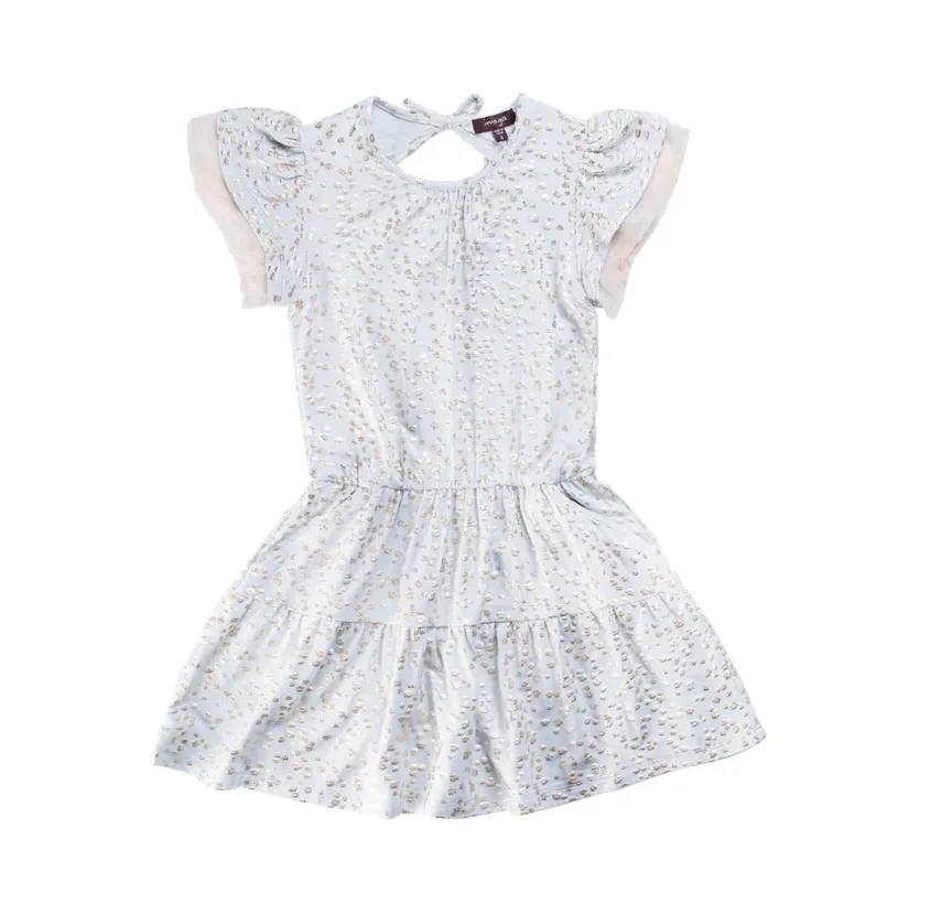IMOGA Girls Mary Printed Jersey, Ombre Chiffon Dress