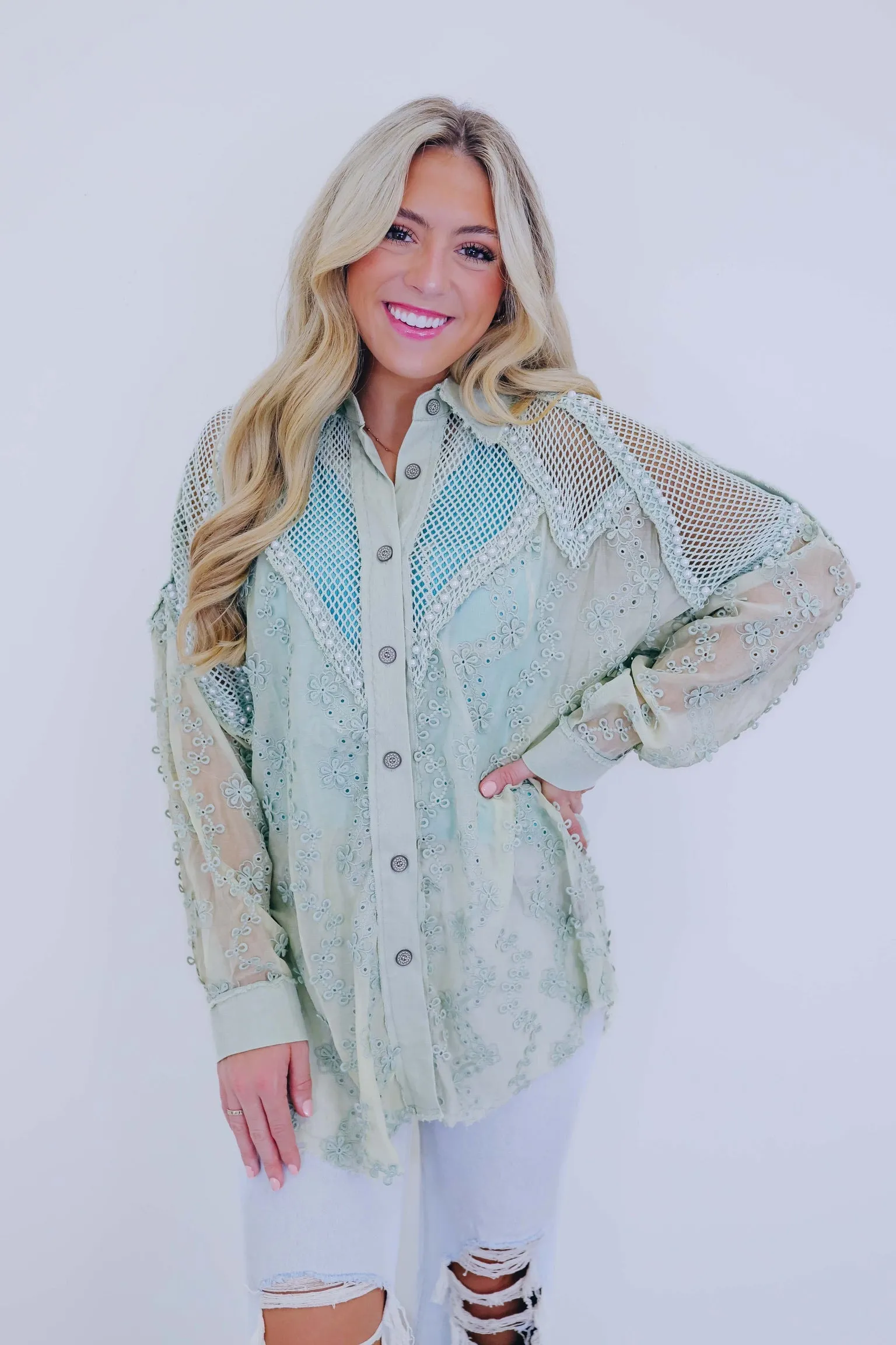 In My Victorian Era Crochet Lace Shacket By POL- 5 Colors