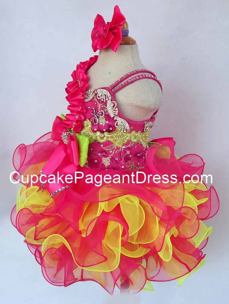 Infant/toddler/baby/children/kids Girl's Glitz Pageant Dress With Hair Bow
