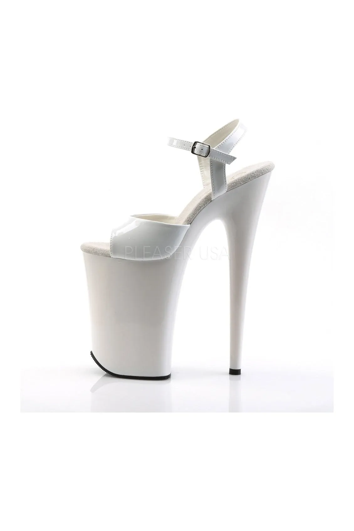 INFINITY-909 Platform Sandal  | White Patent