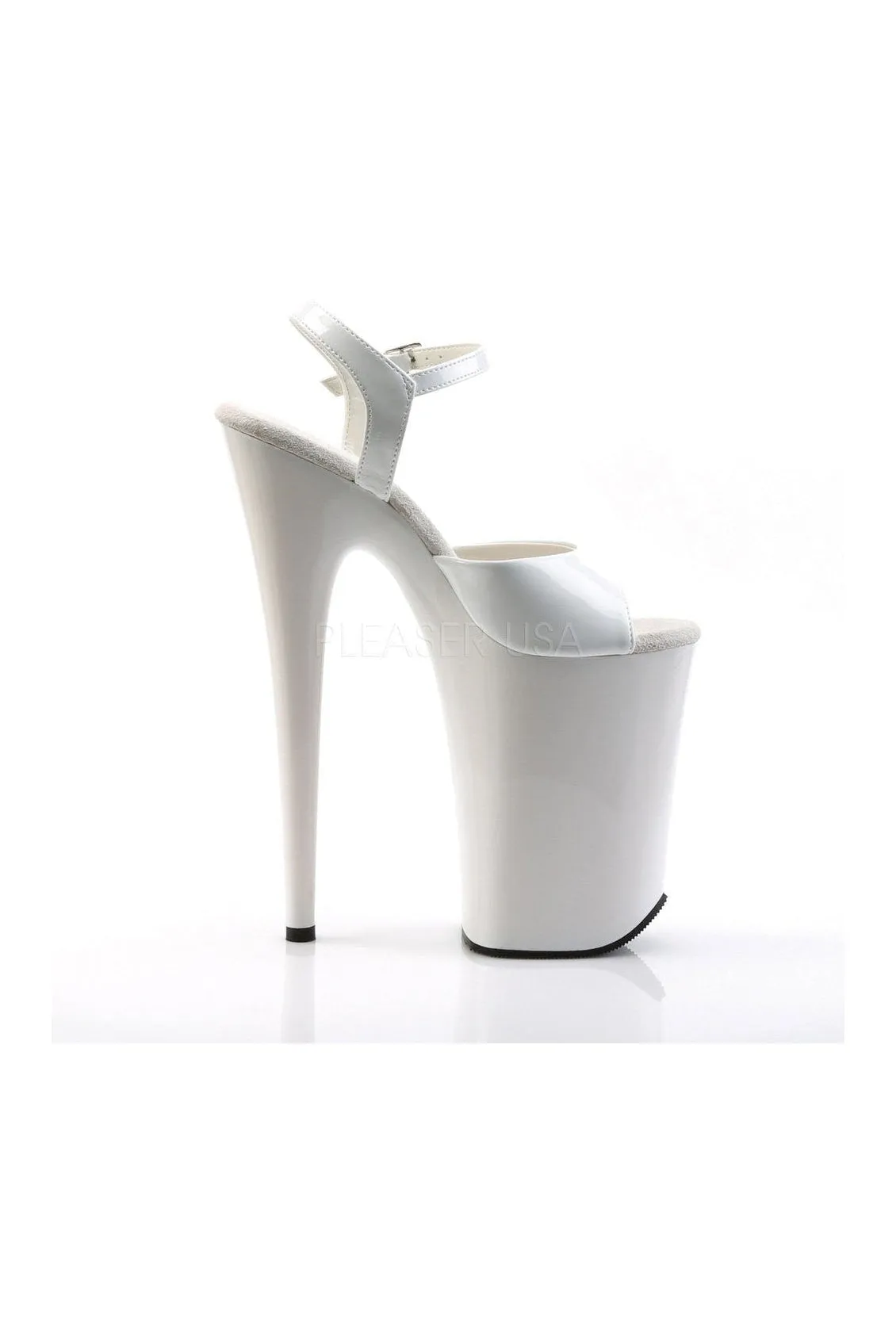 INFINITY-909 Platform Sandal  | White Patent