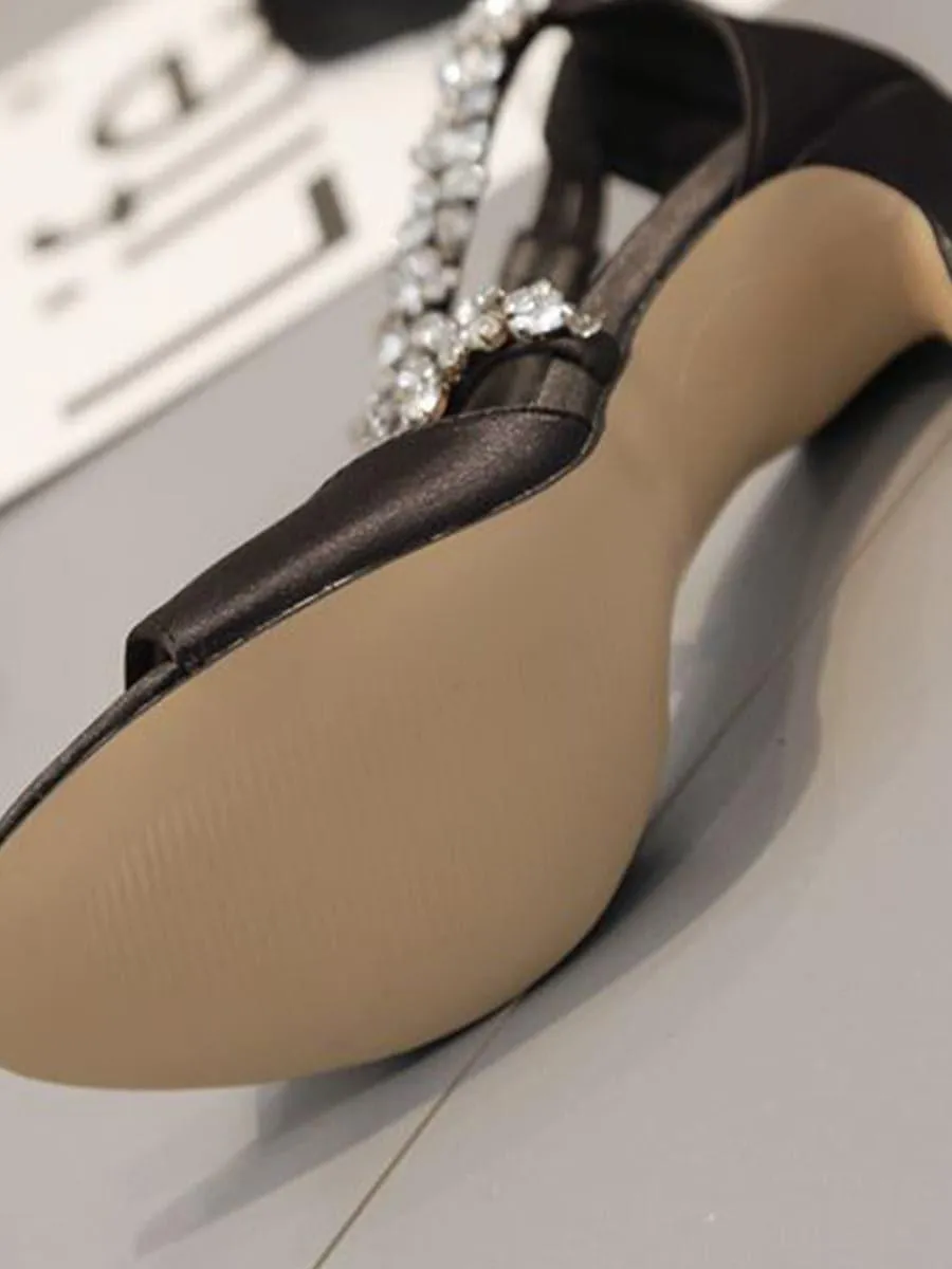 Inlay Stone Open toe Thin Heels MHE1010