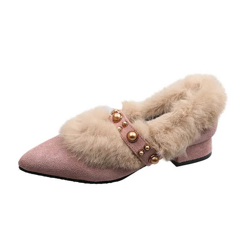 INSTOCK- shallow pointed toe low heel thick heel for women