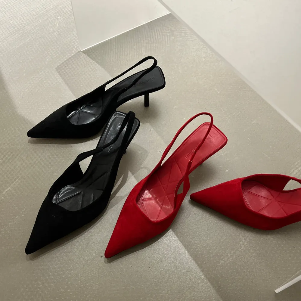 INSTOCK- Suede Shallow Mouth High Heels