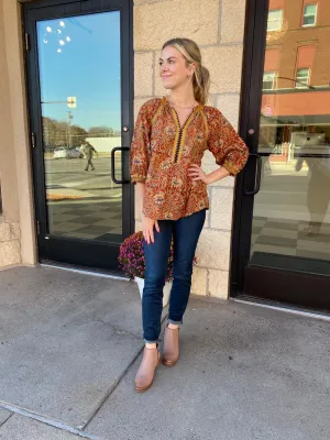 Ivy Jane Batik Floral Embroidered Top