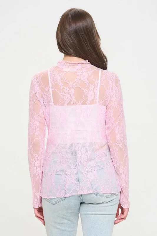 Jade By Jane Floral print lace long sleeves top