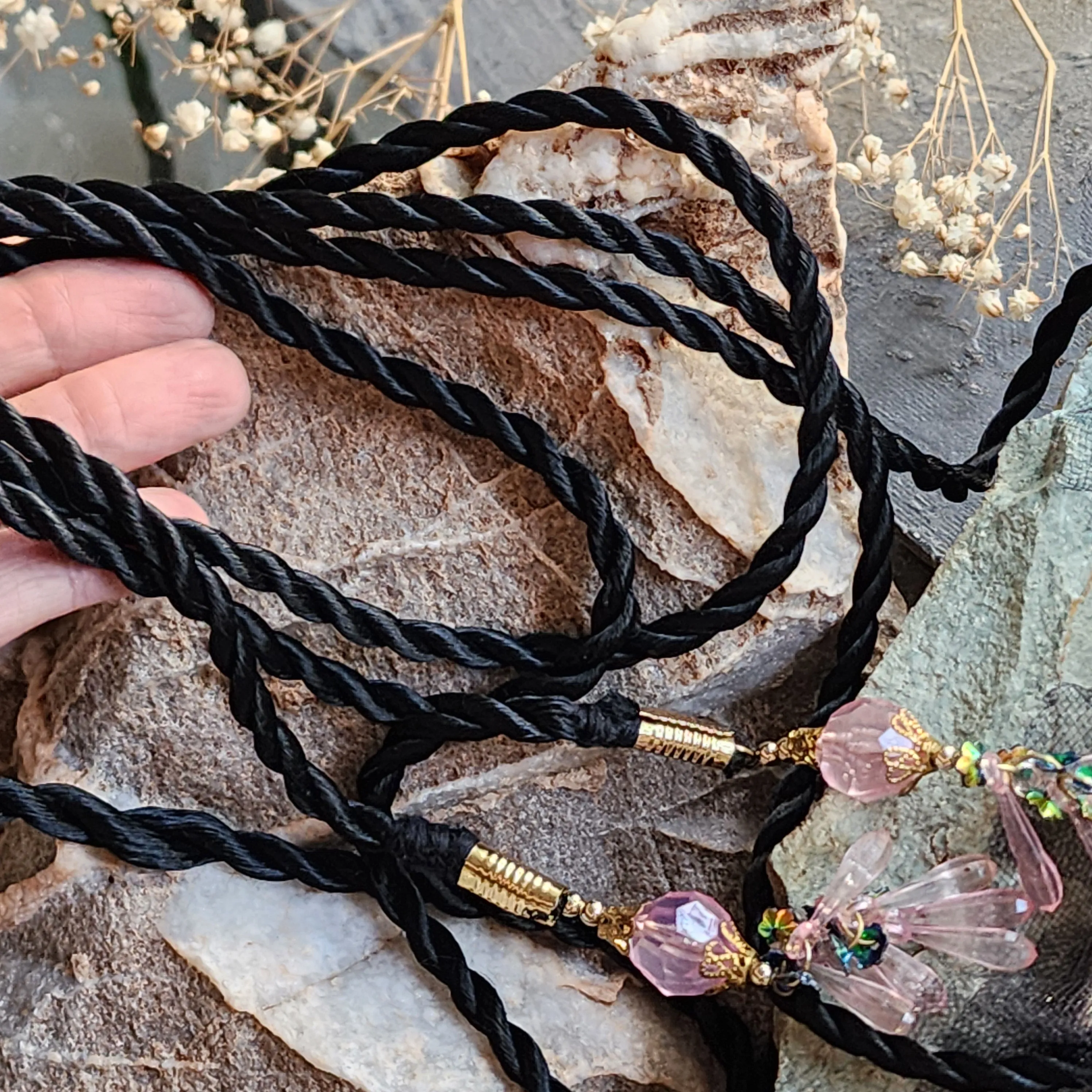 Jane Eyre  / Deigner Necklace Shabby Chic Jabot Large Rose Magnolia Black Bow tie Handcrafted Large Cameo Necklace
