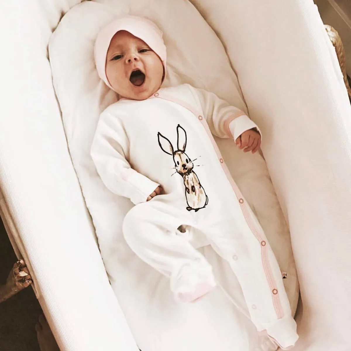 Jane Goodall Animal Print Footie - Rabbit, Peony