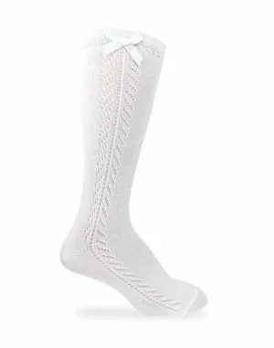 Jefferies Socks Pointelle Bow Knee High Socks