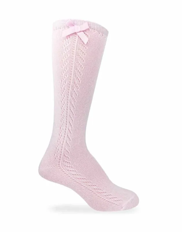 Jefferies Socks Pointelle Bow Knee High Socks