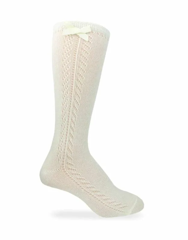 Jefferies Socks Pointelle Bow Knee High Socks